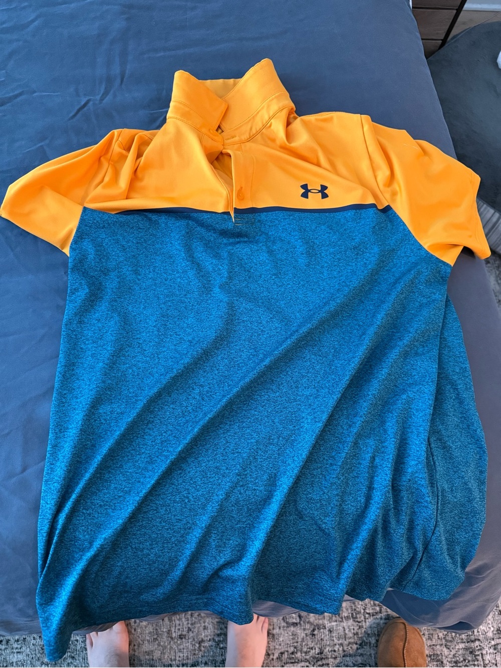 Under Armour Men’s Orange and Blue Performance Quarter-Zip Polo